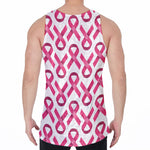 Pink And White Breast Cancer Print Men's Velvet Tank Top