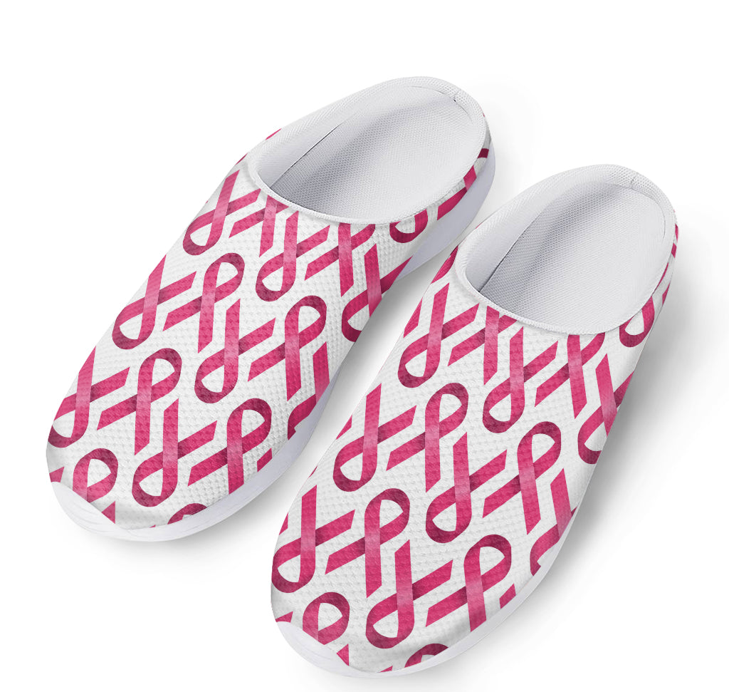Pink And White Breast Cancer Print Mesh Casual Shoes