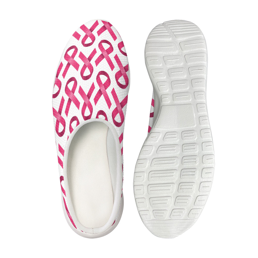 Pink And White Breast Cancer Print Mesh Casual Shoes
