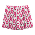 Pink And White Breast Cancer Print Mesh Shorts