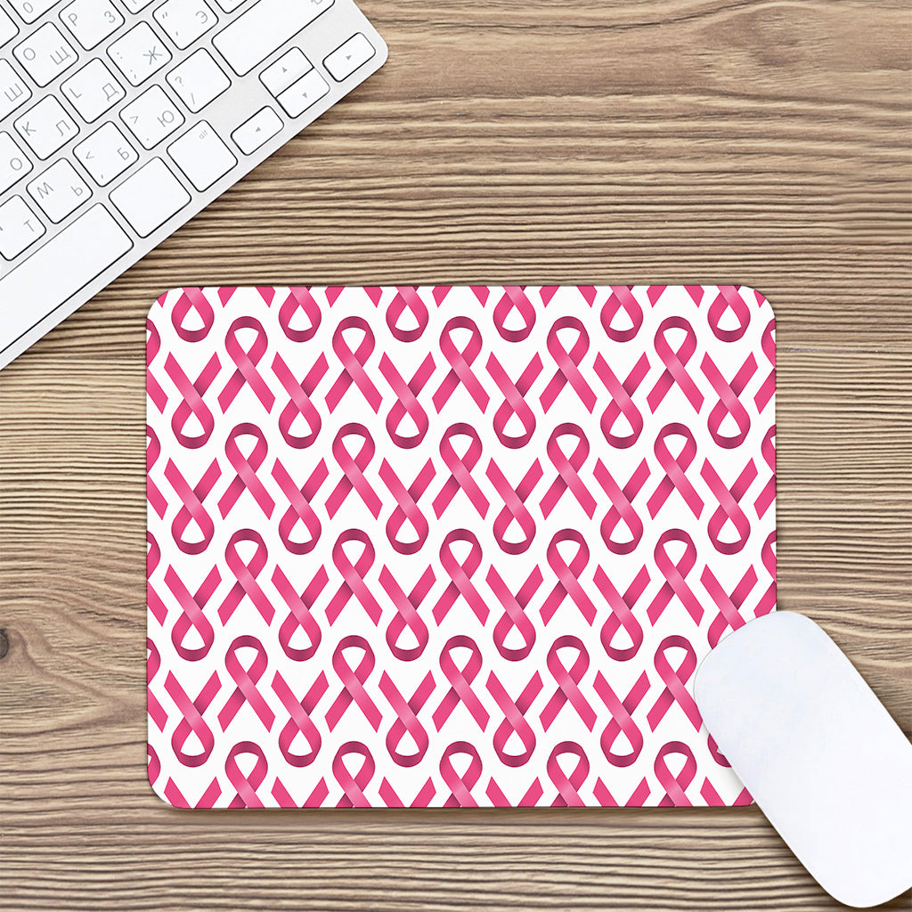 Pink And White Breast Cancer Print Mouse Pad