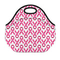 Pink And White Breast Cancer Print Neoprene Lunch Bag