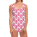Pink And White Breast Cancer Print One Piece Swimsuit