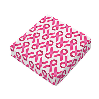 Pink And White Breast Cancer Print Outdoor Seat Cushion Cover