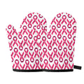 Pink And White Breast Cancer Print Oven Mitts