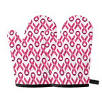 Pink And White Breast Cancer Print Oven Mitts