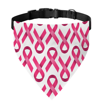 Pink And White Breast Cancer Print Over The Collar Dog Bandana