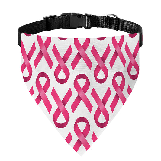 Pink And White Breast Cancer Print Over The Collar Dog Bandana