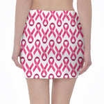 Pink And White Breast Cancer Print Pencil Mini Skirt