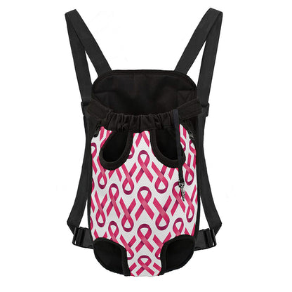Pink And White Breast Cancer Print Pet Carrier Backpack