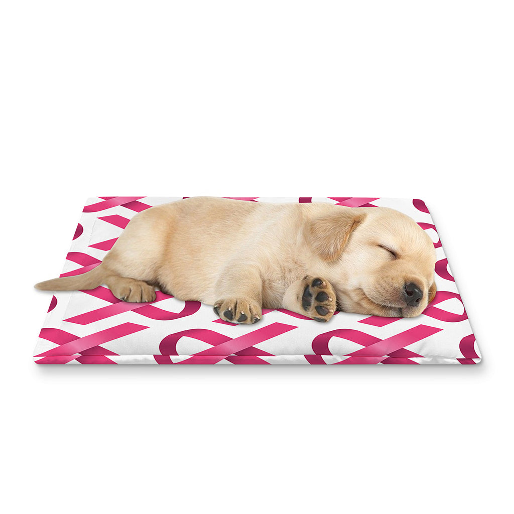 Pink And White Breast Cancer Print Pet Cooling Mat Cover