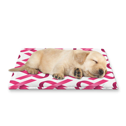 Pink And White Breast Cancer Print Pet Cooling Mat Cover