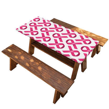 Pink And White Breast Cancer Print Picnic Table Cover
