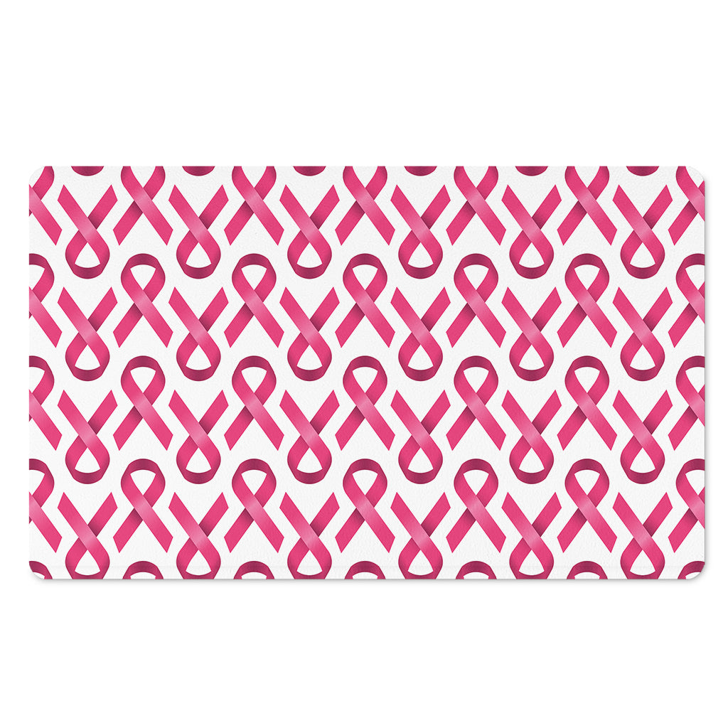 Pink And White Breast Cancer Print Polyester Doormat