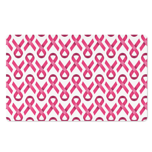 Pink And White Breast Cancer Print Polyester Doormat