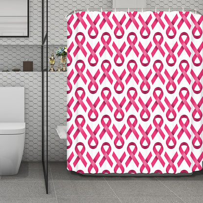 Pink And White Breast Cancer Print Polyester Shower Curtain