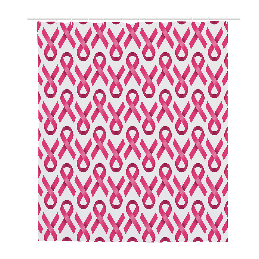Pink And White Breast Cancer Print Polyester Shower Curtain