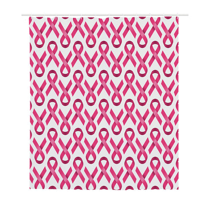 Pink And White Breast Cancer Print Polyester Shower Curtain