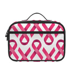 Pink And White Breast Cancer Print Portable Lunch Bag