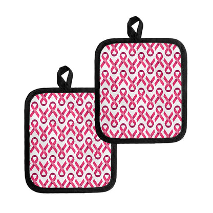 Pink And White Breast Cancer Print Pot Holders