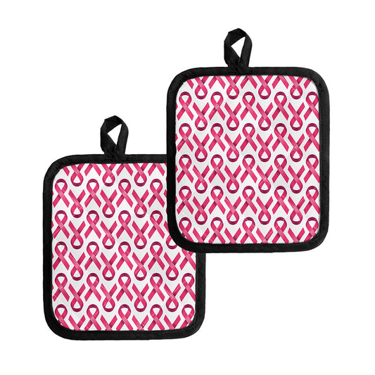 Pink And White Breast Cancer Print Pot Holders