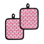 Pink And White Breast Cancer Print Pot Holders
