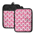 Pink And White Breast Cancer Print Pot Holders With Pocket