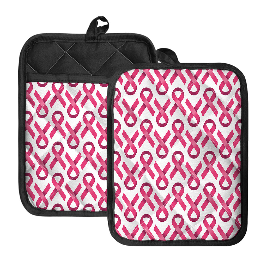 Pink And White Breast Cancer Print Pot Holders With Pocket