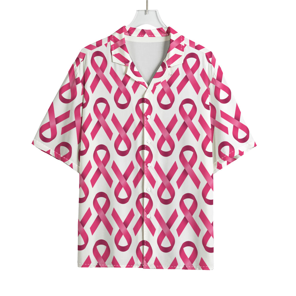 Pink And White Breast Cancer Print Rayon Hawaiian Shirt