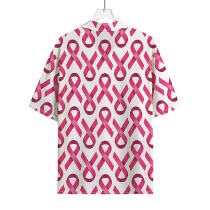 Pink And White Breast Cancer Print Rayon Hawaiian Shirt