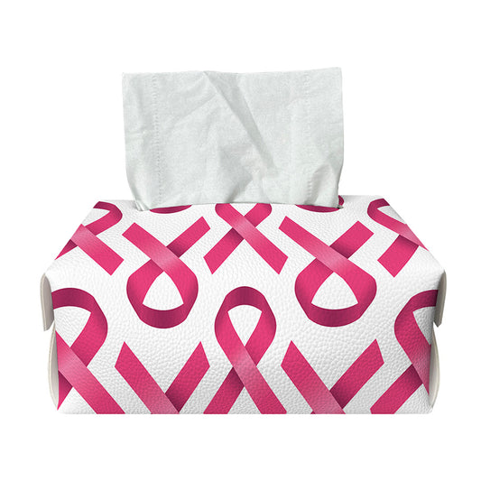 Pink And White Breast Cancer Print Rectangle Tissue Box Cover