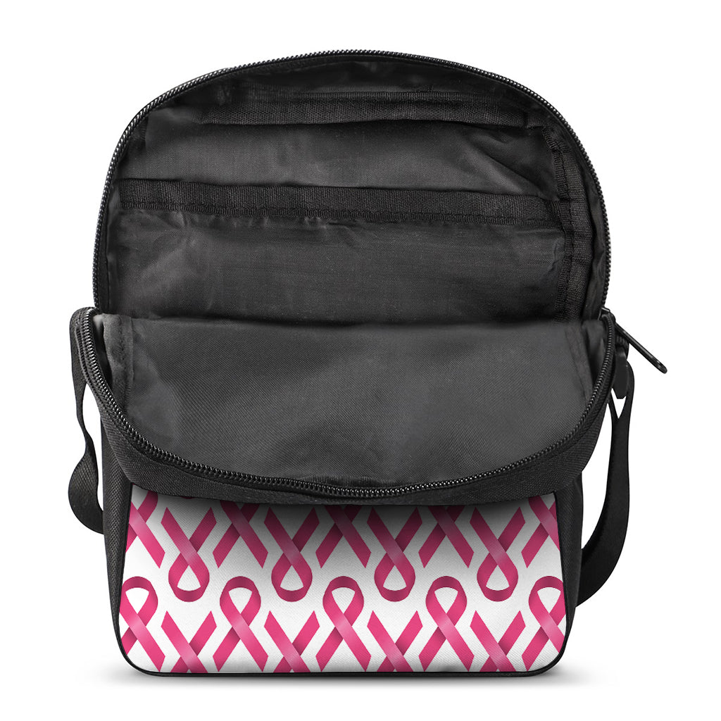 Pink And White Breast Cancer Print Rectangular Crossbody Bag