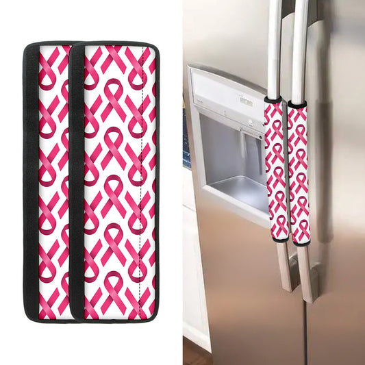 Pink And White Breast Cancer Print Refrigerator Handle Covers