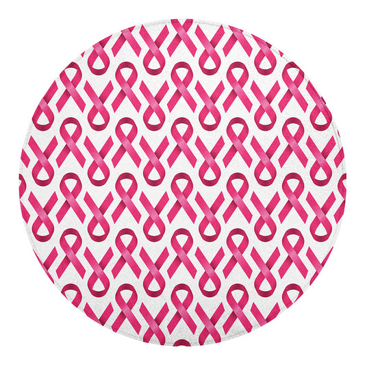Pink And White Breast Cancer Print Round Blanket