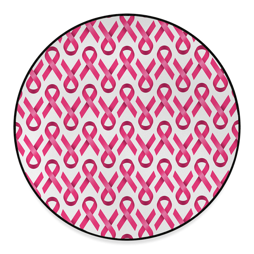 Pink And White Breast Cancer Print Round Floor Mat