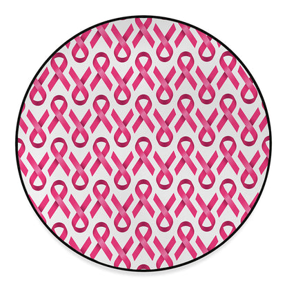 Pink And White Breast Cancer Print Round Floor Mat