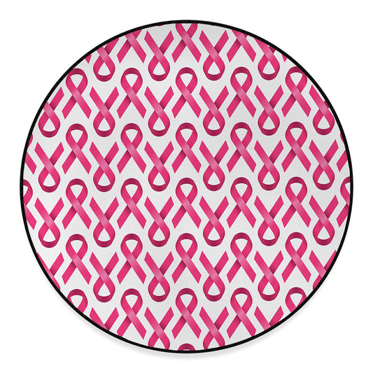Pink And White Breast Cancer Print Round Floor Mat