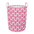 Pink And White Breast Cancer Print Round Laundry Basket