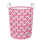 Pink And White Breast Cancer Print Round Laundry Basket