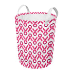 Pink And White Breast Cancer Print Round Laundry Basket