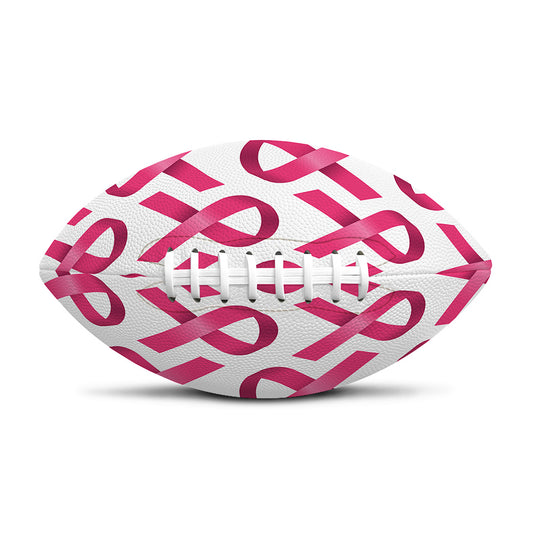 Pink And White Breast Cancer Print Rugby Ball