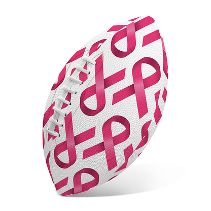 Pink And White Breast Cancer Print Rugby Ball