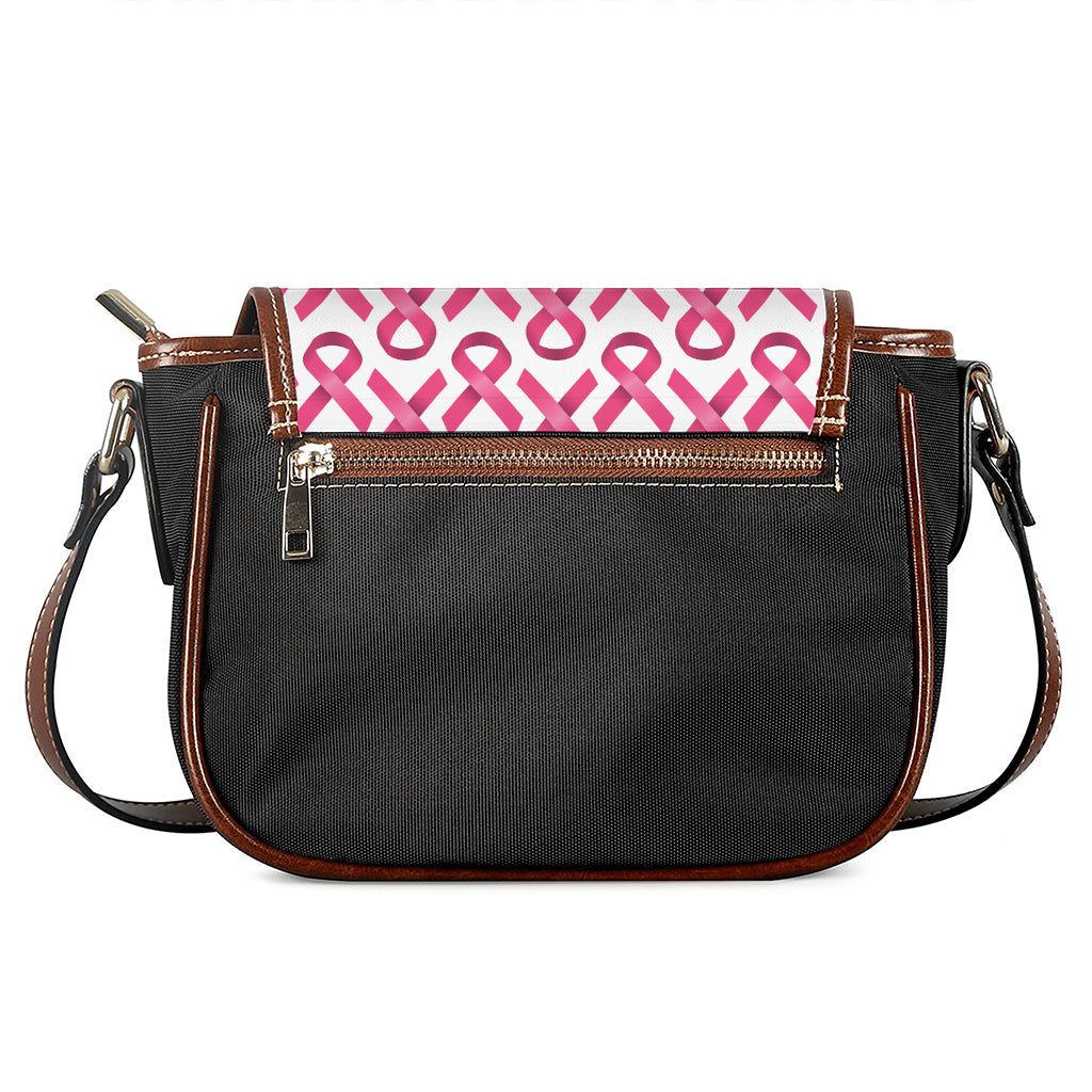 Pink And White Breast Cancer Print Saddle Bag