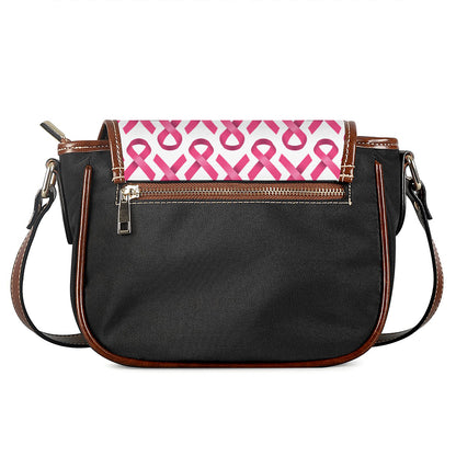 Pink And White Breast Cancer Print Saddle Bag