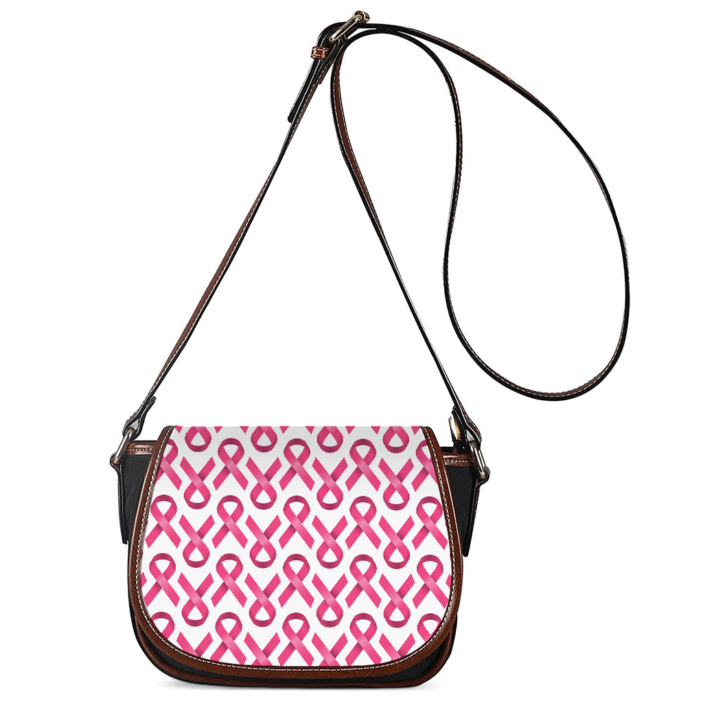 Pink And White Breast Cancer Print Saddle Bag