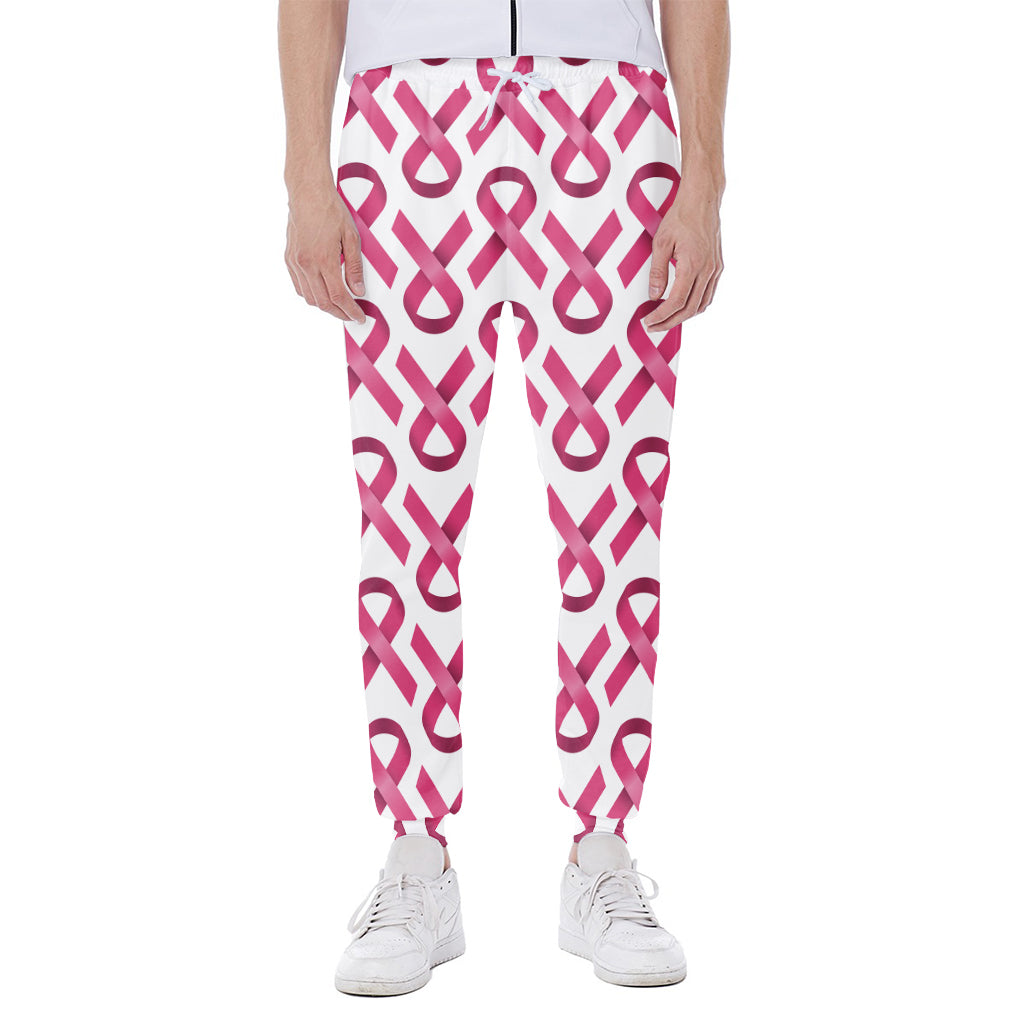 Pink And White Breast Cancer Print Scuba Joggers