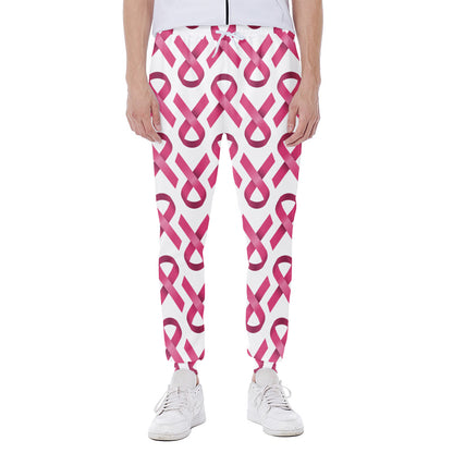 Pink And White Breast Cancer Print Scuba Joggers