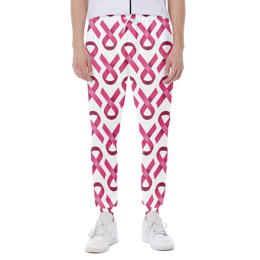 Pink And White Breast Cancer Print Scuba Joggers