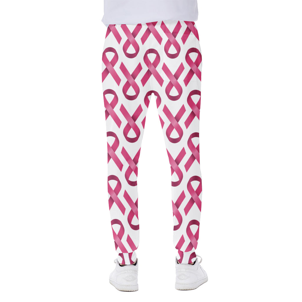 Pink And White Breast Cancer Print Scuba Joggers
