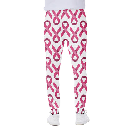 Pink And White Breast Cancer Print Scuba Joggers